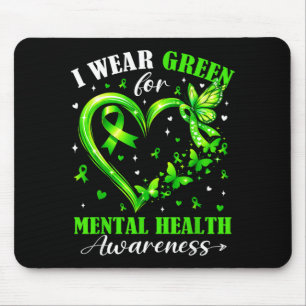 Wear green for mental health awareness heartWear g Mouse Pad
