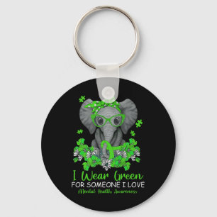 Wear Green For Mental Health Awareness Ribbon Elep Keychain