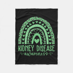 Wear Green Kidney Disease Awareness Month Leopard Fleece Blanket