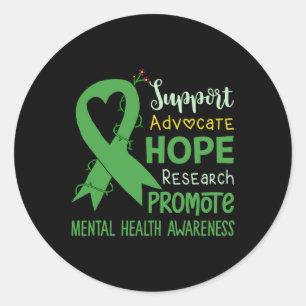 Wear Green Mental Health Awareness Support Squad Classic Round Sticker