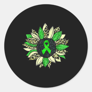 Wear Green Sunflower Kidney Disease Awareness Warr Classic Round Sticker