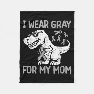 Wear Grey For Mom Dinosaur Brain Cancer Awareness Fleece Blanket