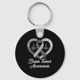 Wear grey in may strong warrior cancer brain tumou keychain