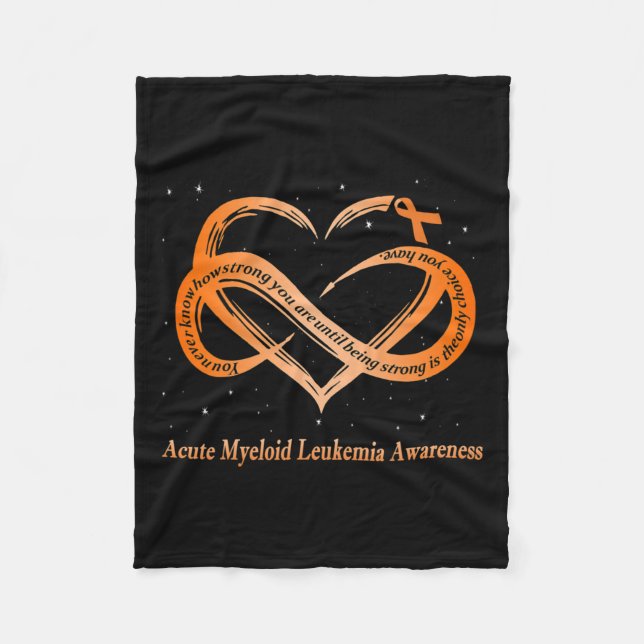 Wear Orange For Acute Myeloid Leukaemia Warrior  Fleece Blanket (Front)