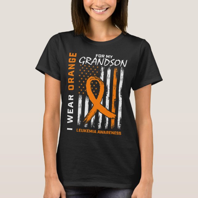 Wear Orange For Grandson Leukaemia Awareness Ameri T-Shirt (Front)