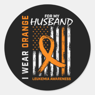 Wear Orange For Husband Leukaemia Awareness Americ Classic Round Sticker