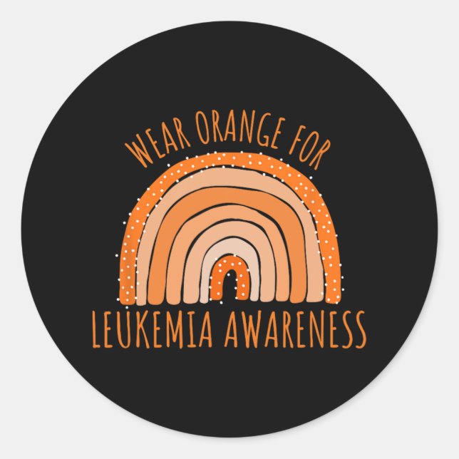 Wear Orange For Leukaemia Awareness Leukaemia  Classic Round Sticker (Front)