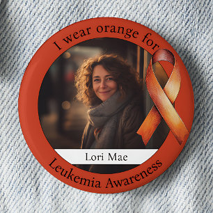 Wear Orange for Leukaemia Awareness Photo 2 Inch Round Button