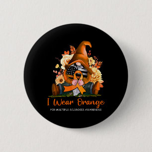 Wear Orange For Multiple Sclerosis Awareness Gnome 2 Inch Round Button