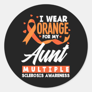 Wear Orange For My Aunt Multiple Sclerosis Awarene Classic Round Sticker