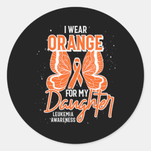Wear Orange For My Daughter Butterfly Leukaemia Aw Classic Round Sticker