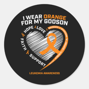 Wear Orange For My Godson Leukaemia Cancer Awarene Classic Round Sticker