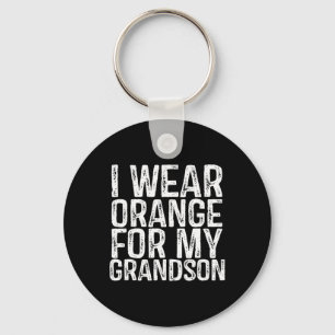 Wear Orange For My Grandson Leukaemia Awareness Keychain