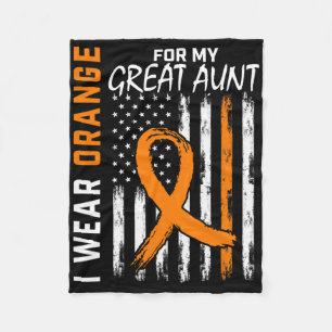 Wear Orange For My Great Aunt Leukaemia Cancer Awa Fleece Blanket
