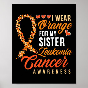 Wear Orange For My Sister Leukaemia Cancer Awarene Poster