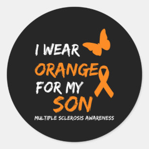 Wear Orange For My Son Multiple Sclerosis Ribbon  Classic Round Sticker
