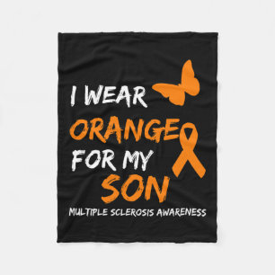 Wear Orange For My Son Multiple Sclerosis Ribbon  Fleece Blanket