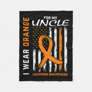 Wear Orange For My Uncle Leukaemia Awareness Ameri Fleece Blanket