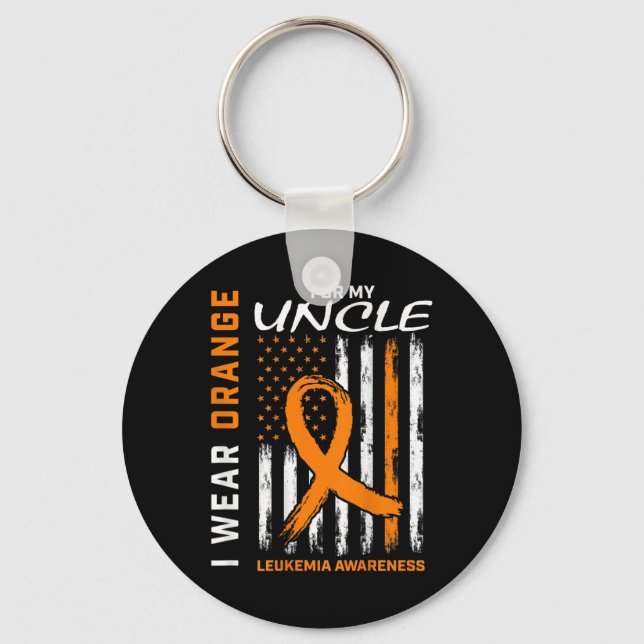 Wear Orange For My Uncle Leukaemia Awareness Ameri Keychain (Front)