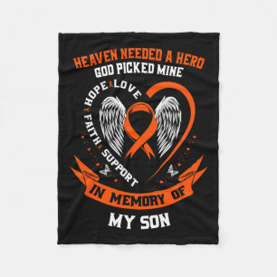 Wear Orange In Memory Of My Son Leukaemia Awarenes Fleece Blanket