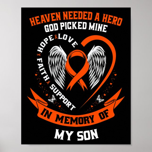 Wear Orange In Memory Of My Son Leukaemia Awarenes Poster (Front)