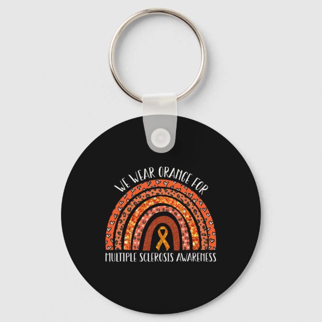 Wear Orange Ms Rainbow Multiple Sclerosis Awarenes Keychain (Front)