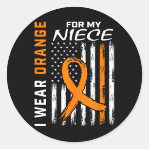 Wear Orange Niece Multiple Sclerosis Ms Flag Gifts Classic Round Sticker
