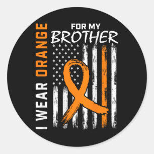 Wear Orange Ribbon Brother Leukaemia Awareness Fla Classic Round Sticker