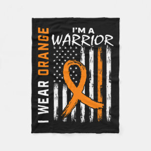 Wear Orange Ribbon Leukaemia Cancer Warrior Awaren Fleece Blanket
