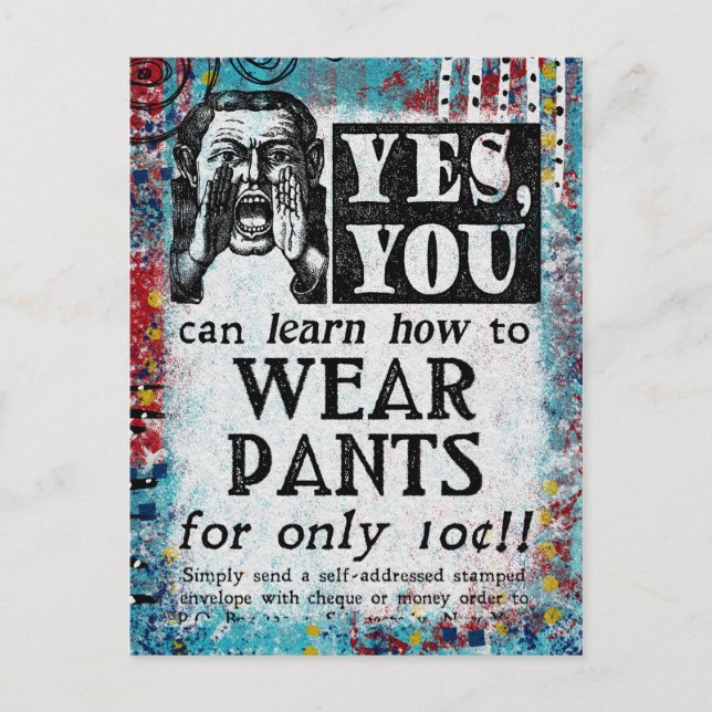 Wear Pants - Funny Vintage Ad Postcard (Front)