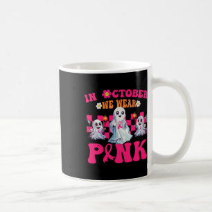 Wear Pink Breast Cancer Warrior Cute Ghost Hallowe Coffee Mug