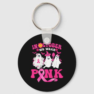 Wear Pink Breast Cancer Warrior Cute Ghost Hallowe Keychain