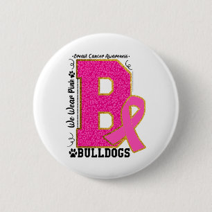 Wear Pink Bulldogs Breast Cancer Awareness Bulldog 2 Inch Round Button