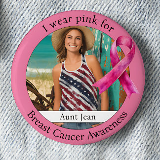 Wear Pink for Breast Cancer Awareness Photo 2 Inch Round Button