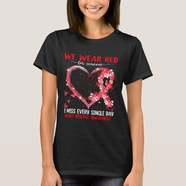 Wear Pink For Heart Disease Awareness Heart Ribbon T-Shirt (Front)