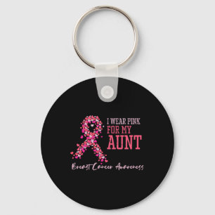 Wear Pink For My Aunt Breast Cancer Awareness Supp Keychain