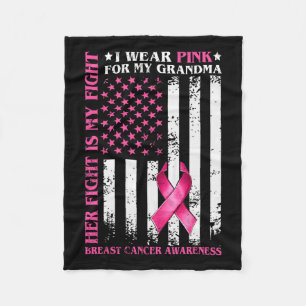 Wear Pink For My Grandma Breast Cancer Mom America Fleece Blanket