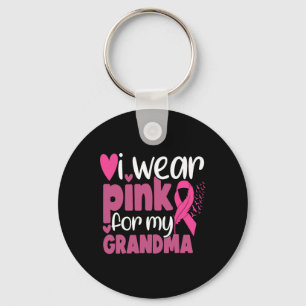 Wear Pink For My Grandma Support Breast Cancer Awa Keychain