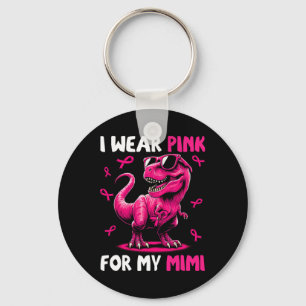 Wear Pink For My Mimi T-rex Dinosaur Breast Cancer Keychain