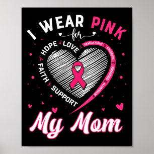 Wear Pink For My Mom Breast Cancer Awareness Pink Poster