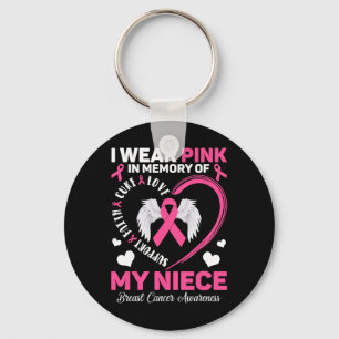 Wear Pink In Memory Of My Niece Breast Cancer Awar Keychain