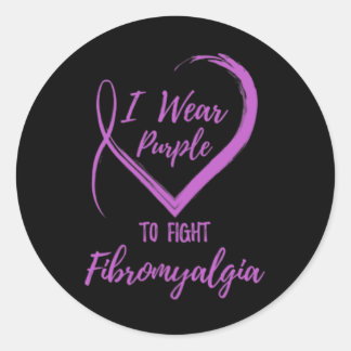 Wear Purple Against Fibromyalgia  Classic Round Sticker