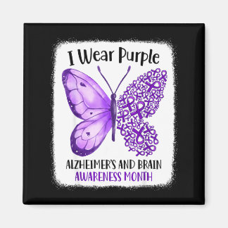 Wear purple alzheimer's and brain awareness month magnet