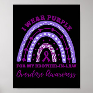 Wear Purple Brother In Law Overdose Awareness Rain Poster