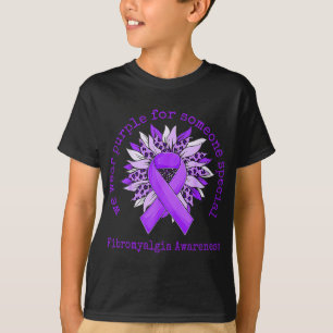 Wear Purple Fibromyalgia Awareness Sunflower Leopa T-Shirt