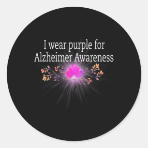 Wear Purple For Alzheimerheimer Awareness  Classic Round Sticker