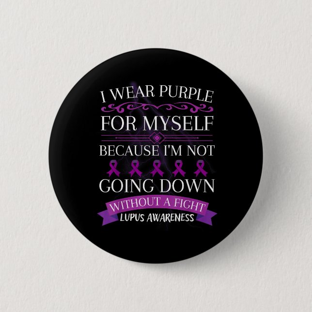 WEAR Purple for Because NOT Going Down Without 2 Inch Round Button (Front)