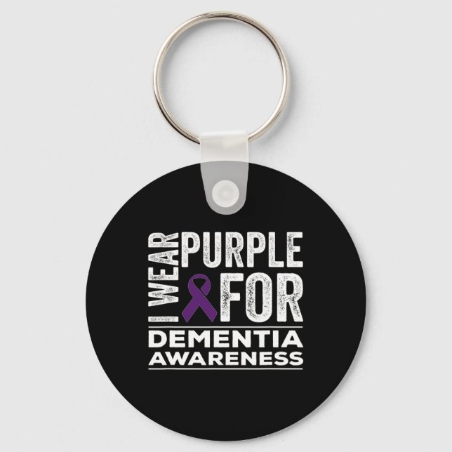 Wear Purple For Dementia Awareness Alzheimerheimer Keychain (Front)