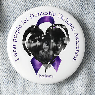 Wear Purple for Domestic Violence Awareness Photo 2 Inch Round Button