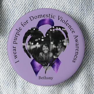 Wear Purple for Domestic Violence Awareness Photo 2 Inch Round Button